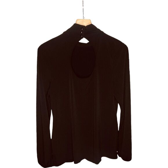 White House Black Market | Black Keyhole-Back Turtle Neck Blouse Size XL | EUC - Picture 9 of 11